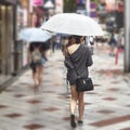 Attractive beautiful lady hold an umbrella.